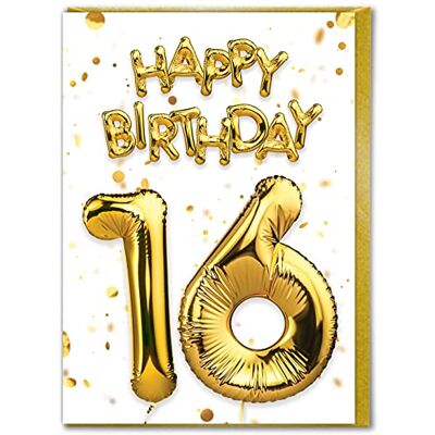 Candy Carte d'anniversaire 16 ans – 16 ans – Sweet Seize – Belle carte d'âge en feuille d'or blanc – Pour fils et filles – Anniversaire de famille – Ami - Publicité Candy Carte d'anniversaire 16 ans – 16 ans – Sweet Seize – Belle carte d'âge en feuille d'or blanc – Pour fils et filles – Anniversaire de famille – Ami - Publicité