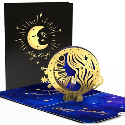 Lovepop ® Carte d'anniversaire pop-up 3D avec signe du zodiaque vierge Effets dorés de qualité supérieure Compartiment pour argent et bons Enveloppe de qualité supérieure - Publicité Lovepop ® Carte d'anniversaire pop-up 3D avec signe du zodiaque vierge Effets dorés de qualité supérieure Compartiment pour argent et bons Enveloppe de qualité supérieure - Publicité