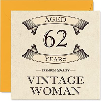 Stuff4 Cartes d'anniversaire vintage pour femme, 62 ans - Publicité Stuff4 Cartes d'anniversaire vintage pour femme, 62 ans - Publicité