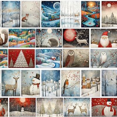 Panda Lot de cartes de Noël avec enveloppe 30 paysages magiques de Noël Cartes pliantes pour vœux de Noël - Publicité Panda Lot de cartes de Noël avec enveloppe 30 paysages magiques de Noël Cartes pliantes pour vœux de Noël - Publicité