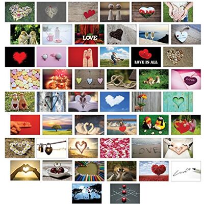 Panda Ensemble de 20 ou 50 cartes postales sur le thème de l'amour Tout les motifs sont différents (amour, cœur, mariage), 50 Set - Publicité Panda Ensemble de 20 ou 50 cartes postales sur le thème de l'amour Tout les motifs sont différents (amour, cœur, mariage), 50 Set - Publicité