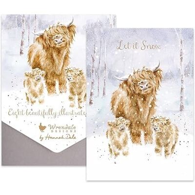 Wrendale Designs Let It Snow Lot de 8 cartes de Noël Motif vache - Publicité Wrendale Designs Let It Snow Lot de 8 cartes de Noël Motif vache - Publicité