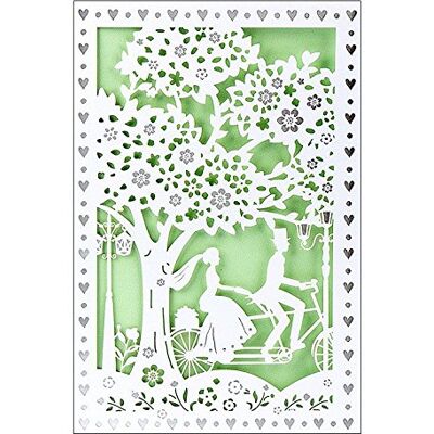 ideen mit herz Carte de mariage, 12 cm x 18 cm, avec enveloppe & hellgrünem einleger Laser Carte de vœux pour mariage, mariage, couple, vélo, couple de mariés, romantique - Publicité ideen mit herz Carte de mariage, 12 cm x 18 cm, avec enveloppe & hellgrünem einleger Laser Carte de vœux pour mariage, mariage, couple, vélo, couple de mariés, romantique - Publicité