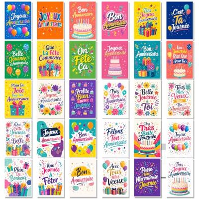 Panda Lot de 30 Cartes d’Anniversaire en Français avec Enveloppes Blanches, Cartes Pliantes A6, 30 Designs Différents, Cartes de Vœux Anniversaire pour Famille Amis Collègues - Publicité Panda Lot de 30 Cartes d’Anniversaire en Français avec Enveloppes Blanches, Cartes Pliantes A6, 30 Designs Différents, Cartes de Vœux Anniversaire pour Famille Amis Collègues - Publicité