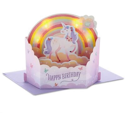 Hallmark Paper Wonder Carte d'anniversaire pop-up musicale Motif licornes et arcs-en-ciel - Publicité Hallmark Paper Wonder Carte d'anniversaire pop-up musicale Motif licornes et arcs-en-ciel - Publicité