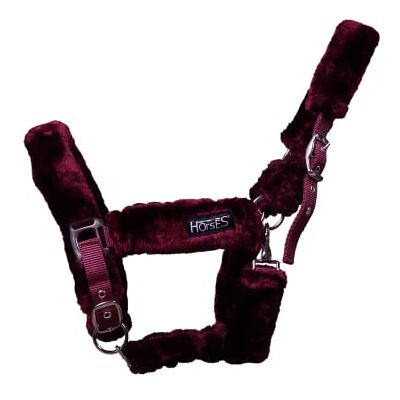 Horses , Licol en nylon doux Fluffi, avec revêtement en poil synthétique, pour chevaux sensibles, adapté aux voyages en remorque (Cob, Bordeaux) - Publicité Horses , Licol en nylon doux Fluffi, avec revêtement en poil synthétique, pour chevaux sensibles, adapté aux voyages en remorque (Cob, Bordeaux) - Publicité