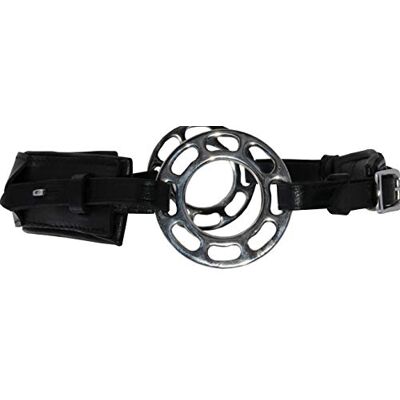 AMKA Reitsport Amesbichler Hackamore en cuir réglable sur 3 positions, rembourrage en cuir sans morsure avec roue à molette - Publicité AMKA Reitsport Amesbichler Hackamore en cuir réglable sur 3 positions, rembourrage en cuir sans morsure avec roue à molette - Publicité