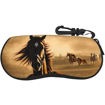 LEVNDIEJ Étui à lunettes en néoprène avec fermeture éclair et motif cheval et rayures - Publicité LEVNDIEJ Étui à lunettes en néoprène avec fermeture éclair et motif cheval et rayures - Publicité