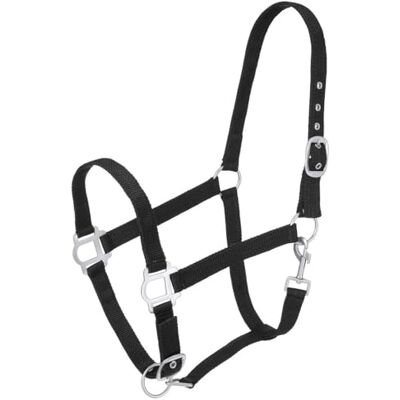Tough 1 Licol en Nylon avec quincaillerie satinée, Noir, Cheval - Publicité Tough 1 Licol en Nylon avec quincaillerie satinée, Noir, Cheval - Publicité
