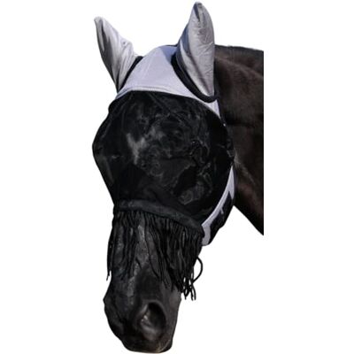 AMKA Cagoule anti-mouches pour chevaux avec cache-oreilles et franges amovibles - Publicité AMKA Cagoule anti-mouches pour chevaux avec cache-oreilles et franges amovibles - Publicité