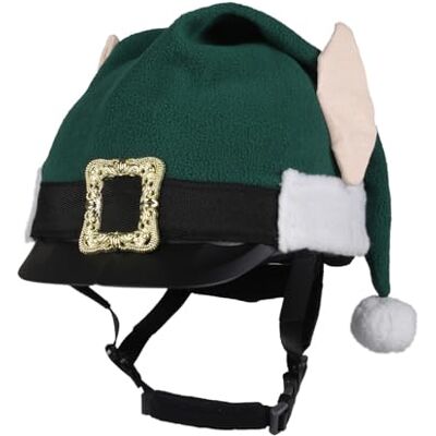 QHP Toque Noël Vert pour Adultes, Cavaliers, Amateurs de Noël Housse de Casque d'Equitation - Publicité QHP Toque Noël Vert pour Adultes, Cavaliers, Amateurs de Noël Housse de Casque d'Equitation - Publicité
