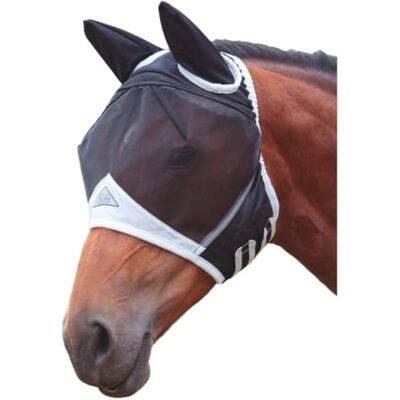 Shires Masque de protection anti-mouches en maille fine avec oreilles, noir ou blanc., noir - Publicité Shires Masque de protection anti-mouches en maille fine avec oreilles, noir ou blanc., noir - Publicité