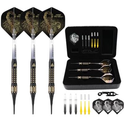 CUESOUL Black Scorpion Deluxe Soft Tip Darts Set with Luxury Case, 16 Gram (B2306) - Publicité CUESOUL Black Scorpion Deluxe Soft Tip Darts Set with Luxury Case, 16 Gram (B2306) - Publicité