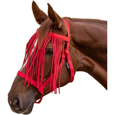 Waldhausen Licol de pâturage avec franges à mouches, rouge, VB - Publicité Waldhausen Licol de pâturage avec franges à mouches, rouge, VB - Publicité