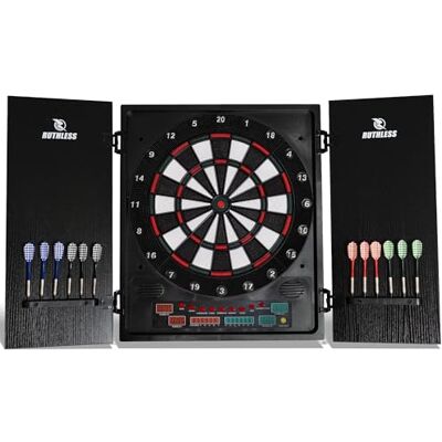 Ruthless R500 Electronic Dartboard Cabinet Soft Tip 8 Players. Publicité Ruthless R500 Electronic Dartboard Cabinet Soft Tip 8 Players. Publicité
