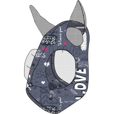 HORZE Masque anti-mouches élastique à enfiler – Bleu marine foncé Graffiti – Cheval - Publicité HORZE Masque anti-mouches élastique à enfiler – Bleu marine foncé Graffiti – Cheval - Publicité