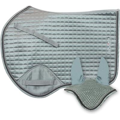 Horses Sous-selle saut+casque Edith, doux et résistant, indispensable pour protéger le cheval des traumatismes et chocs excessifs, sobre et élégant (Full, gris) - Publicité Horses Sous-selle saut+casque Edith, doux et résistant, indispensable pour protéger le cheval des traumatismes et chocs excessifs, sobre et élégant (Full, gris) - Publicité