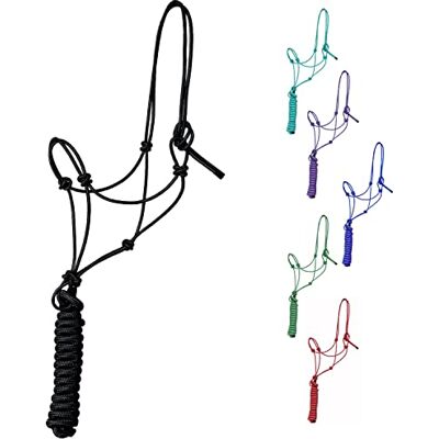 Majestic Licol d'entraînement Rigide en Polyester de 0,6 cm à 4 nœuds avec Laisse Assortie de 3 m pour Chevaux Full (Noir, Plein) - Publicité Majestic Licol d'entraînement Rigide en Polyester de 0,6 cm à 4 nœuds avec Laisse Assortie de 3 m pour Chevaux Full (Noir, Plein) - Publicité