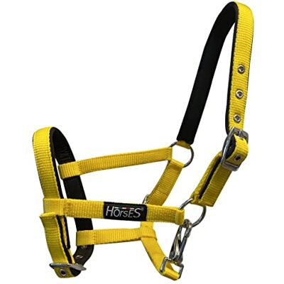 Horses, Licol Réglable Poulain, Modèle Foal, Licol Confortable, Utile pour Mener Le Poulain en Main ou l’Assurer Pendant Les Opérations de Pansage, de Transport ou pour Le Seller (Jaune) - Publicité Horses, Licol Réglable Poulain, Modèle Foal, Licol Confortable, Utile pour Mener Le Poulain en Main ou l’Assurer Pendant Les Opérations de Pansage, de Transport ou pour Le Seller (Jaune) - Publicité
