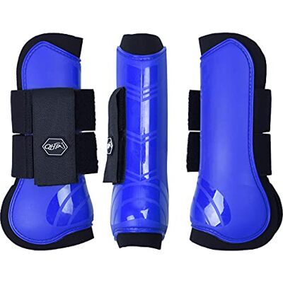 QHP Guêtres avant rigide intérieur en néoprène avec fermeture Velcro (demi-sang, bleu cobalt) - Publicité QHP Guêtres avant rigide intérieur en néoprène avec fermeture Velcro (demi-sang, bleu cobalt) - Publicité