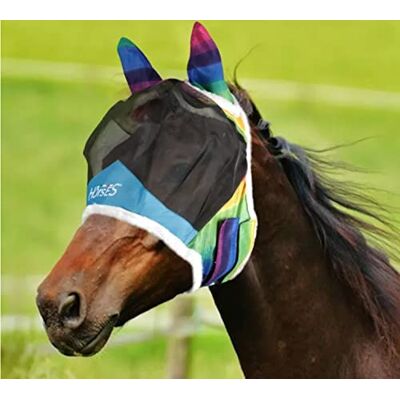 Horses Masque Anti-Mouches Respirant Fly Shield Rainbow, Équitation, N’Entrave Pas Le Champ de Vision du Cheval, Protection des Yeux et des Oreilles (XL, Multicolore) - Publicité Horses Masque Anti-Mouches Respirant Fly Shield Rainbow, Équitation, N’Entrave Pas Le Champ de Vision du Cheval, Protection des Yeux et des Oreilles (XL, Multicolore) - Publicité