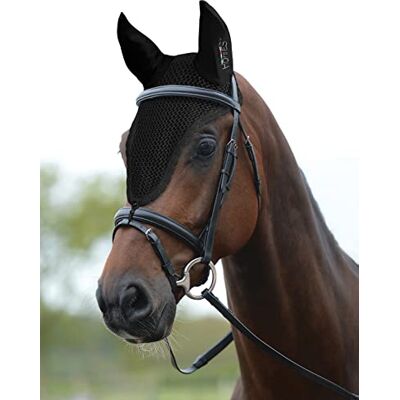 Horses Bonnet long cheval boucle noir complet, respirant, tissu doux et élastique, protège le cheval de la chaleur, du bruit, des insectes - Publicité Horses Bonnet long cheval boucle noir complet, respirant, tissu doux et élastique, protège le cheval de la chaleur, du bruit, des insectes - Publicité