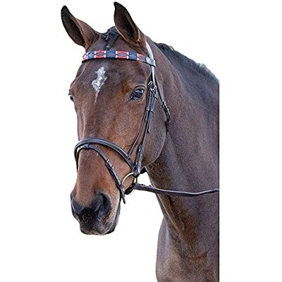 Shires Blenheim Frontal de polo en cuir Rouge/bleu marine - Publicité Shires Blenheim Frontal de polo en cuir Rouge/bleu marine - Publicité