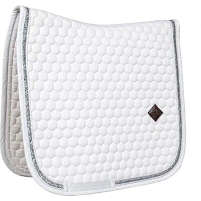 Kentucky Horsewear Tapis de Selle Full Blanc/Argent Dressage - Publicité Kentucky Horsewear Tapis de Selle Full Blanc/Argent Dressage - Publicité