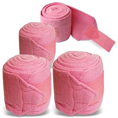Pferdelinis Lot de 4 bandages pour cheval en polaire avec fermeture Pour cheval Avec sac de rangement pratique (poney, rose) - Publicité Pferdelinis Lot de 4 bandages pour cheval en polaire avec fermeture Pour cheval Avec sac de rangement pratique (poney, rose) - Publicité