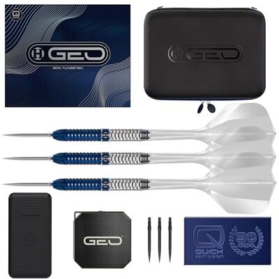 Harrows Jeu de fléchettes GEO Parallel 90 % tungstène de qualité supérieure avec ailettes et tiges intégrées Solo Fléchettes à pointe en acier 23 g, 24 g et 25 g avec outil Quick Point System et - Publicité Harrows Jeu de fléchettes GEO Parallel 90 % tungstène de qualité supérieure avec ailettes et tiges intégrées Solo Fléchettes à pointe en acier 23 g, 24 g et 25 g avec outil Quick Point System et - Publicité