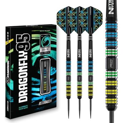RED DRAGON Darts Dragonfly 95 22g 95% Tungstène Professionnelle Pointe en Acier Jeu de fléchettes avec ailettes et tiges de fléchettes - Publicité RED DRAGON Darts Dragonfly 95 22g 95% Tungstène Professionnelle Pointe en Acier Jeu de fléchettes avec ailettes et tiges de fléchettes - Publicité