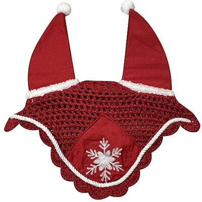 Horses Bonnet anti-mouches Christmas Fluffi PonPon Rouge COB pour chevaux, léger et respirant, tissu doux et élastique, protège le cheval de la chaleur et des insectes - Publicité Horses Bonnet anti-mouches Christmas Fluffi PonPon Rouge COB pour chevaux, léger et respirant, tissu doux et élastique, protège le cheval de la chaleur et des insectes - Publicité