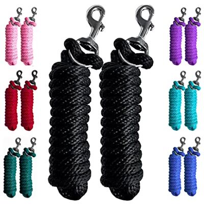 Majestic Lot de 2 Cordes de Plomb en Poly Solide pour Chevaux et bétail – 3 m de Long et 1,5 cm d'épaisseur – Mousqueton Robuste remplaçable – Fait à la Main – Doux, Toucher cassé (Noir) - Publicité Majestic Lot de 2 Cordes de Plomb en Poly Solide pour Chevaux et bétail – 3 m de Long et 1,5 cm d'épaisseur – Mousqueton Robuste remplaçable – Fait à la Main – Doux, Toucher cassé (Noir) - Publicité