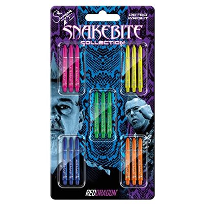 RED DRAGON Peter Wright Snakebite VRX Lot de 5 Jeux de fléchettes par Paquet (15 tiges au Total) - Publicité RED DRAGON Peter Wright Snakebite VRX Lot de 5 Jeux de fléchettes par Paquet (15 tiges au Total) - Publicité