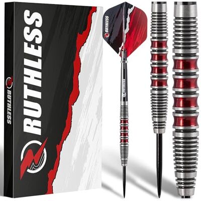 RUTHLESS Red Falcon Jeu de fléchettes professionnelles à pointe en acier tungstène 22 g et 24 g, avec ailettes et tiges (24 g) - Publicité RUTHLESS Red Falcon Jeu de fléchettes professionnelles à pointe en acier tungstène 22 g et 24 g, avec ailettes et tiges (24 g) - Publicité