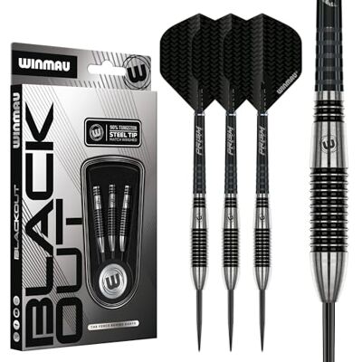 WINMAU Blackout Series Torpedo Steel Tip Fléchettes – 90 % tungstène – Fléchettes professionnelles avec ailettes et tiges – Fléchettes de tournoi précises pour l'entraînement et la compétition - Publicité WINMAU Blackout Series Torpedo Steel Tip Fléchettes – 90 % tungstène – Fléchettes professionnelles avec ailettes et tiges – Fléchettes de tournoi précises pour l'entraînement et la compétition - Publicité