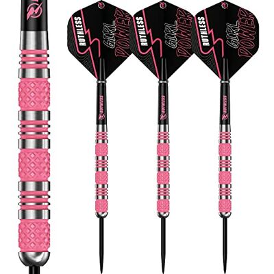 RUTHLESS RX Girl Power D6107 Jeu de fléchettes avec pointe en acier 90 % tungstène Rose moleté standard, 28 g - Publicité RUTHLESS RX Girl Power D6107 Jeu de fléchettes avec pointe en acier 90 % tungstène Rose moleté standard, 28 g - Publicité