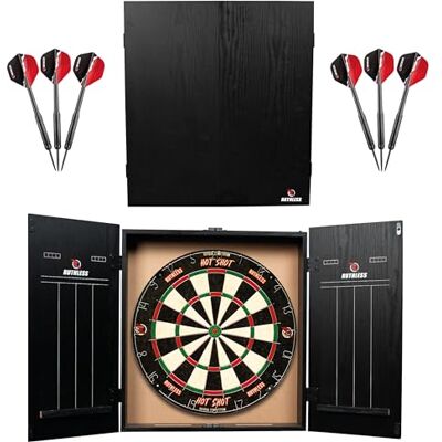 Ruthless Home Darts Centre CAB518 Cible de fléchettes avec armoire, 2 jeux de fléchettes - Publicité Ruthless Home Darts Centre CAB518 Cible de fléchettes avec armoire, 2 jeux de fléchettes - Publicité