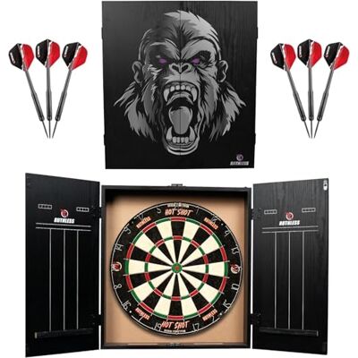 RUTHLESS Home Darts Centre Armoire de Fléchettes avec Cible et 2 Jeux (Gorille) - Publicité RUTHLESS Home Darts Centre Armoire de Fléchettes avec Cible et 2 Jeux (Gorille) - Publicité