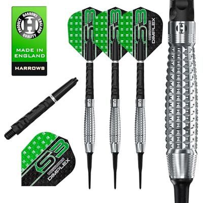 Harrows Dimplex Bomb Lot de 10 fléchettes professionnelles 90 % tungstène avec tiges Dimplex Midi noires et ailettes Dimplex en forme de barbe 20 g - Publicité Harrows Dimplex Bomb Lot de 10 fléchettes professionnelles 90 % tungstène avec tiges Dimplex Midi noires et ailettes Dimplex en forme de barbe 20 g - Publicité