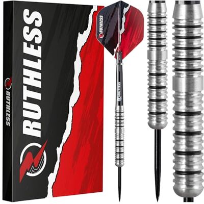 RUTHLESS Ranger II Jeu de fléchettes professionnelles à pointe en acier tungstène 21 g et 23 g, avec ailettes et tiges (23 g) - Publicité RUTHLESS Ranger II Jeu de fléchettes professionnelles à pointe en acier tungstène 21 g et 23 g, avec ailettes et tiges (23 g) - Publicité