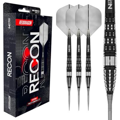 RED DRAGON Fléchettes Série Recon Torpedo Barrel en Acier 25g Pointe Métallique Professionnelles 90% Tungstène Nitro Flite Vol Intégré/Tube, Ailettes et Shafts Inclus - Publicité RED DRAGON Fléchettes Série Recon Torpedo Barrel en Acier 25g Pointe Métallique Professionnelles 90% Tungstène Nitro Flite Vol Intégré/Tube, Ailettes et Shafts Inclus - Publicité