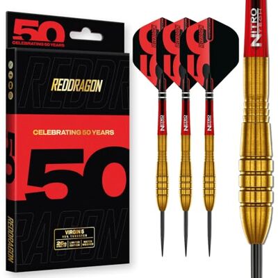 RED DRAGON Darts Collection Classiques 50 Ans Virgin 5-26g 95% Tungstène Jeu de fléchettes à Pointe en Acier Professionnel Comprend des ailettes et des tiges - Publicité RED DRAGON Darts Collection Classiques 50 Ans Virgin 5-26g 95% Tungstène Jeu de fléchettes à Pointe en Acier Professionnel Comprend des ailettes et des tiges - Publicité