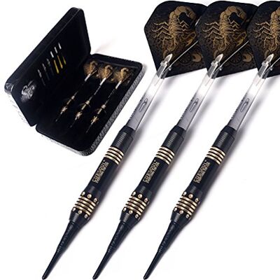 CUESOUL Black Scorpion Deluxe Soft Tip Darts Set with Luxury Case, 16 Gram (B2303) - Publicité CUESOUL Black Scorpion Deluxe Soft Tip Darts Set with Luxury Case, 16 Gram (B2303) - Publicité