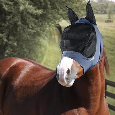 Horses Masque Anti-Mouches Léger en Lycra, Filet Long pour Les Yeux, N’Entrave Pas Le Champ de Vision du Cheval, Protection Yeux et Oreilles (COB, Marine) - Publicité Horses Masque Anti-Mouches Léger en Lycra, Filet Long pour Les Yeux, N’Entrave Pas Le Champ de Vision du Cheval, Protection Yeux et Oreilles (COB, Marine) - Publicité