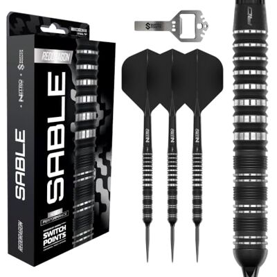 Red Dragon Fléchettes Série Sable 23g Pointes interchangeables propulsées par Winmau Set de fléchettes en acier 90% tungstène Fût parallèle Fléchettes Proi avec pointe en métal - Publicité Red Dragon Fléchettes Série Sable 23g Pointes interchangeables propulsées par Winmau Set de fléchettes en acier 90% tungstène Fût parallèle Fléchettes Proi avec pointe en métal - Publicité