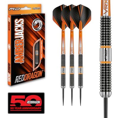 RED DRAGON Amberjack 18: 22g Fléchettes Pointes Acier avec Ailettes et Tiges de Flechettes - Publicité RED DRAGON Amberjack 18: 22g Fléchettes Pointes Acier avec Ailettes et Tiges de Flechettes - Publicité