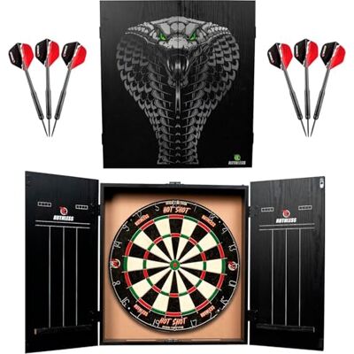 Ruthless Home Darts Centre Armoire de Fléchettes avec Cible et 2 Jeux (Cobra) - Publicité Ruthless Home Darts Centre Armoire de Fléchettes avec Cible et 2 Jeux (Cobra) - Publicité