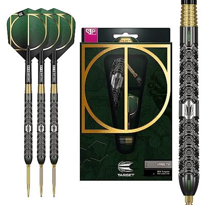 Target Darts Fléchettes à Pointe en Acier 90% tungstène, Noir, Vert et doré, 24G UK - Publicité Target Darts Fléchettes à Pointe en Acier 90% tungstène, Noir, Vert et doré, 24G UK - Publicité