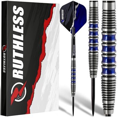 RUTHLESS Blue Falcon Jeu de fléchettes professionnelles à pointe en acier tungstène 23 g et 25 g, avec ailettes et tiges (23 g) - Publicité RUTHLESS Blue Falcon Jeu de fléchettes professionnelles à pointe en acier tungstène 23 g et 25 g, avec ailettes et tiges (23 g) - Publicité